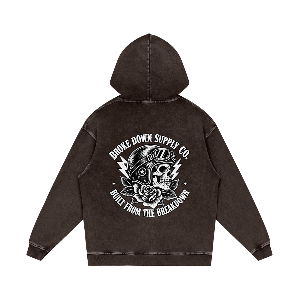 Skull - Snow Washed Loose Cotton Hoodie