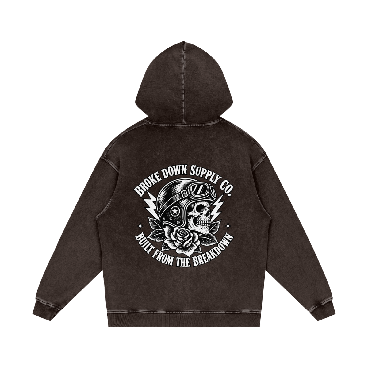 Skull - Snow Washed Loose Cotton Hoodie