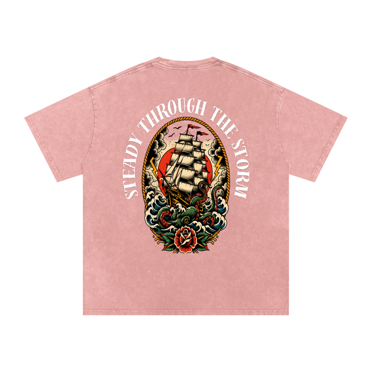 Steady through the storm - Snow Washed Oversized Cotton T-Shirt