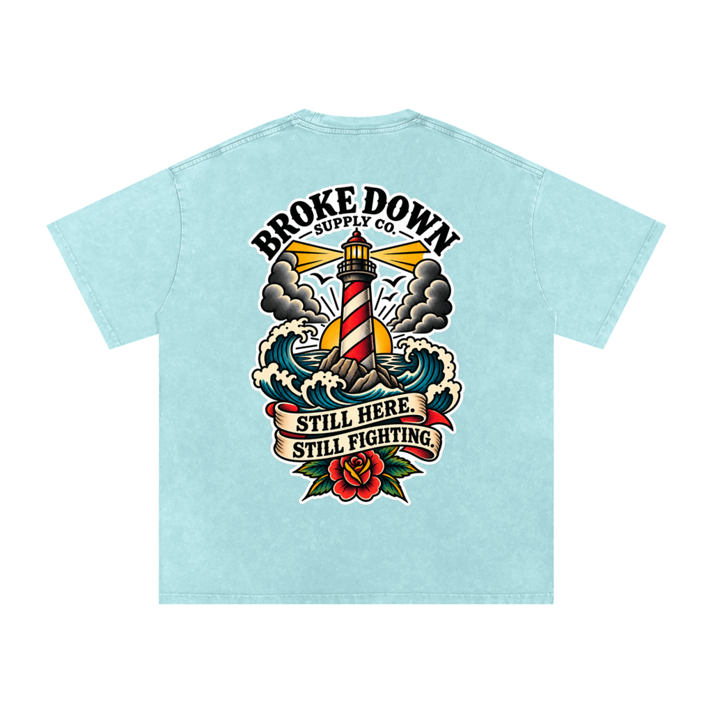 Recovery lighthouse - Snow Washed Oversized Cotton T-Shirt