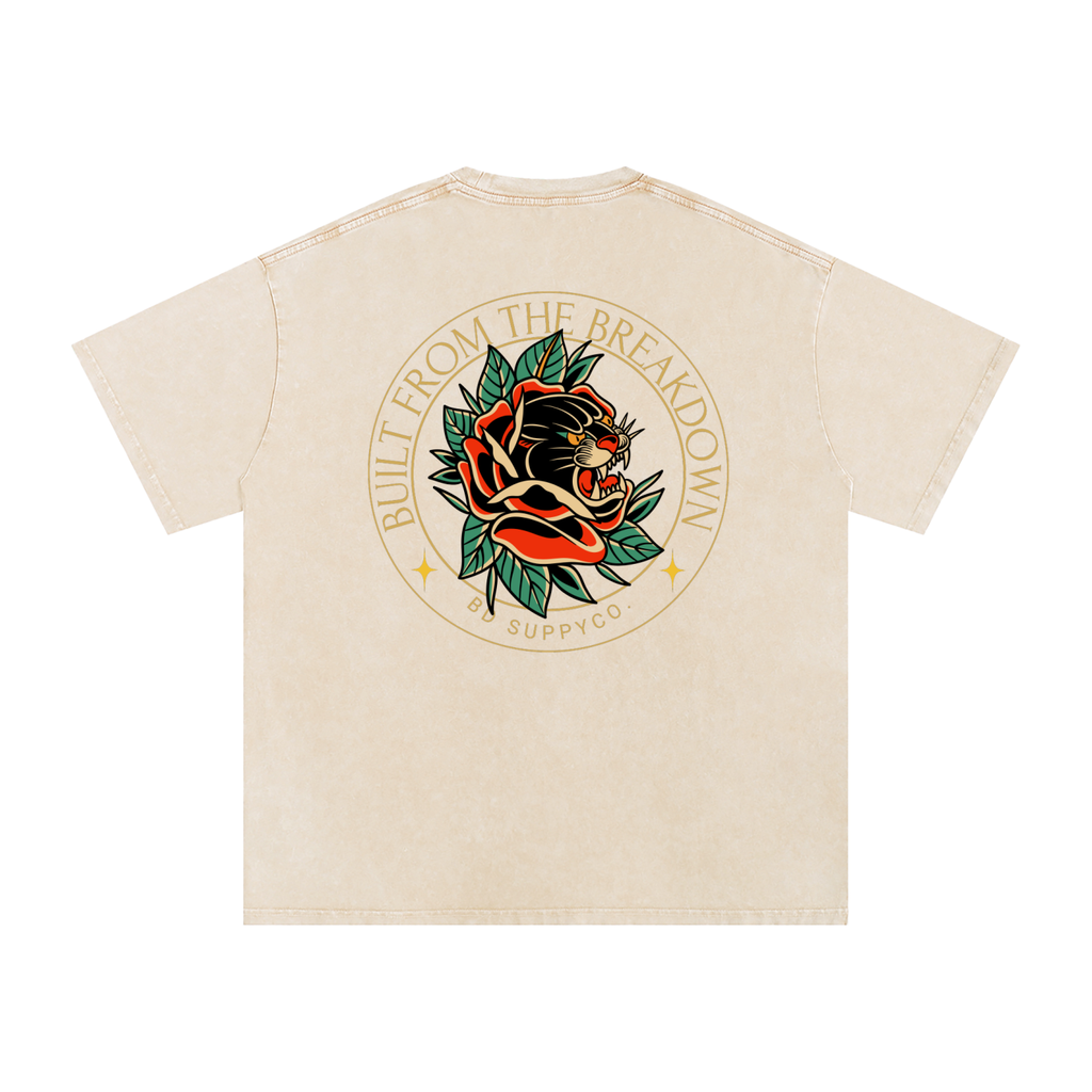 Panther Rose - Snow Washed Oversized Cotton T-Shirt