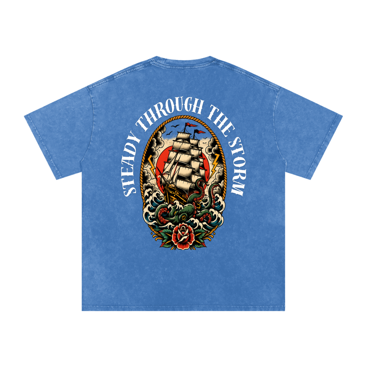 Steady through the storm - Snow Washed Oversized Cotton T-Shirt