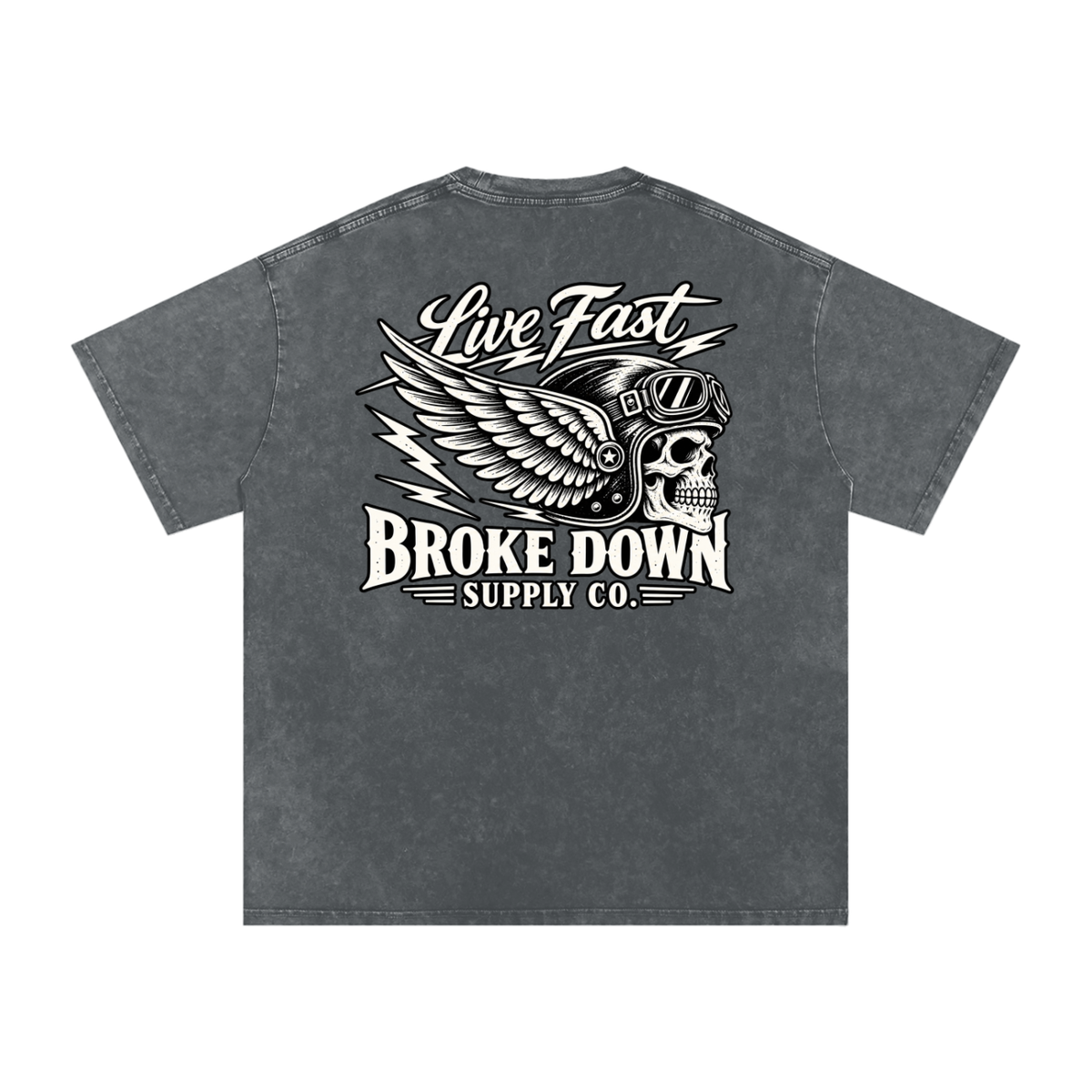 Live Fast - Snow Washed Oversized Cotton T-Shirt