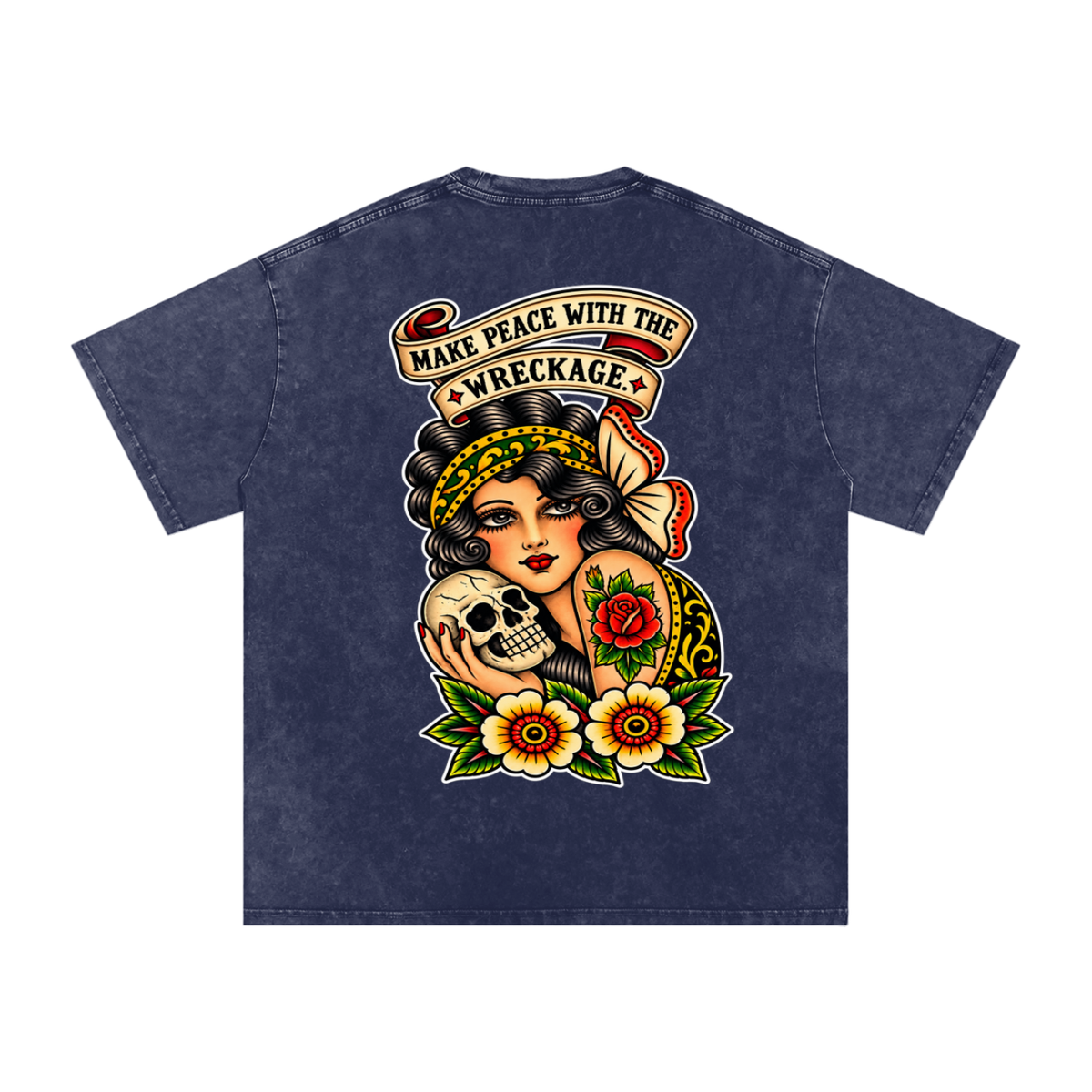 Peace with the Wreckage - Snow Washed Oversized Cotton T-Shirt