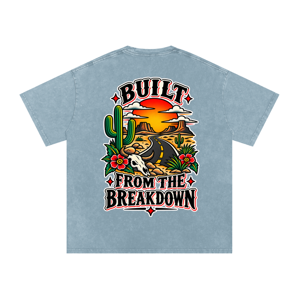 Built from the break down - Snow Washed Oversized Cotton T-Shirt