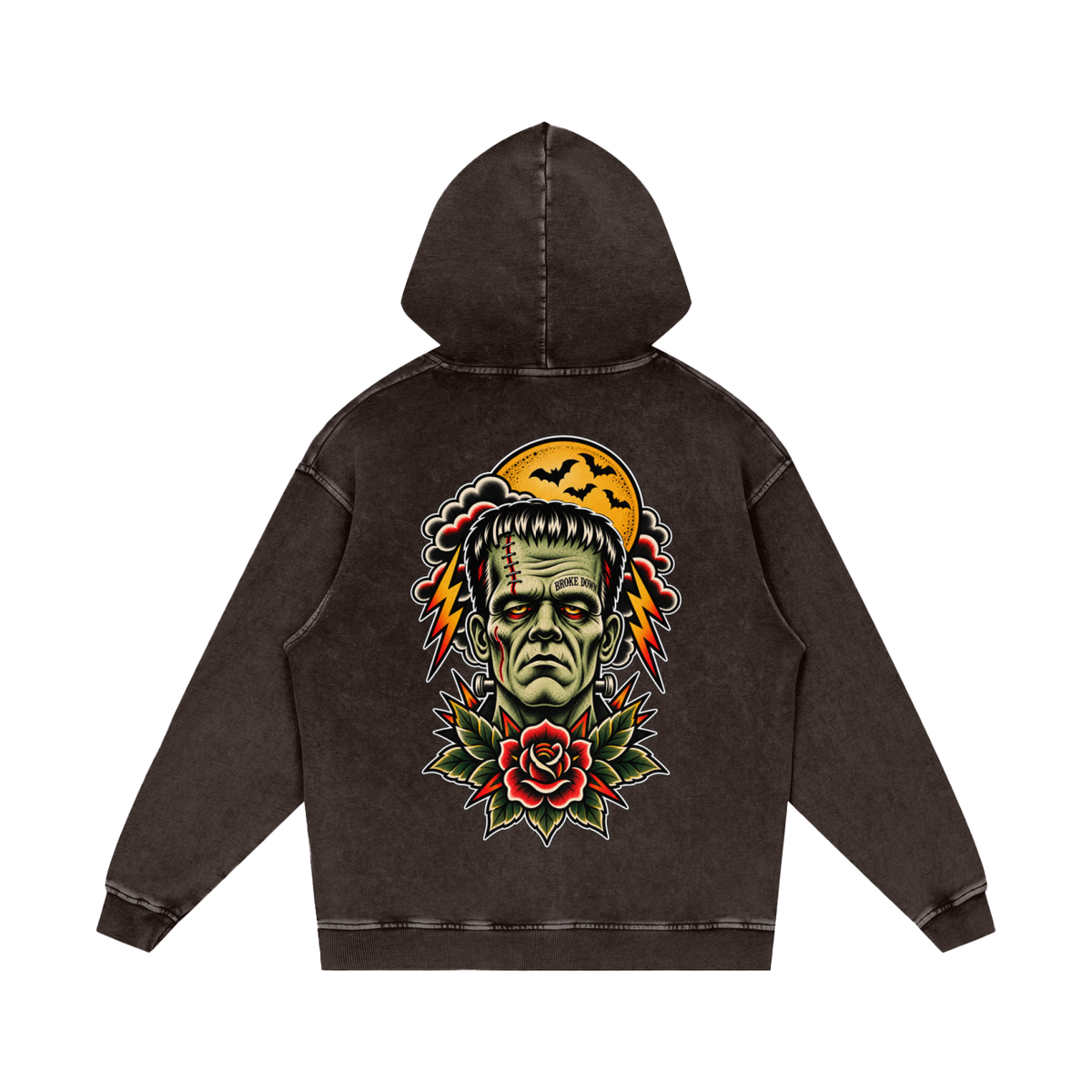 Frankenstein -  Snow Washed Loose Cotton Hoodie
