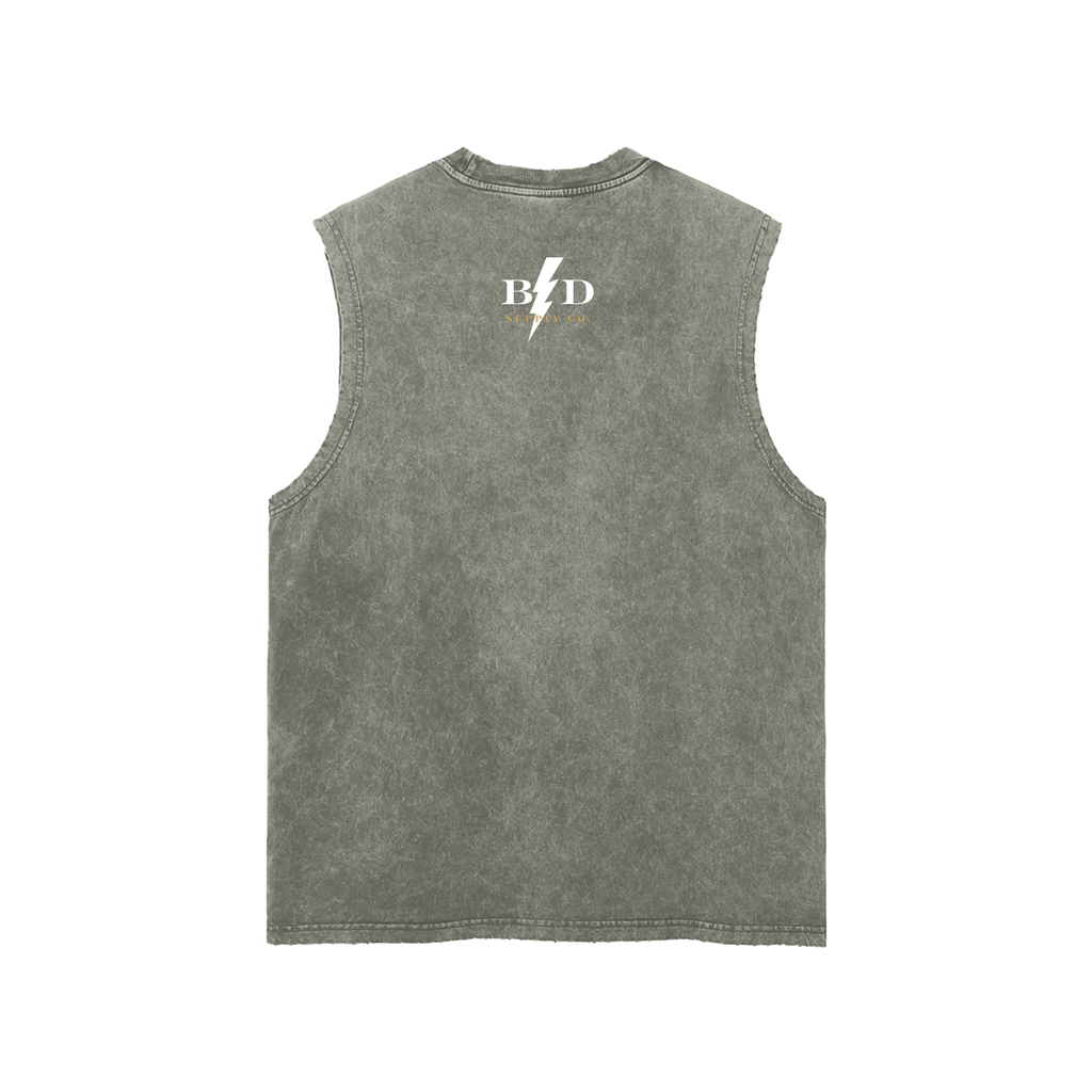 Eagle Skull - Snow Washed Frayed Hem Tank Top