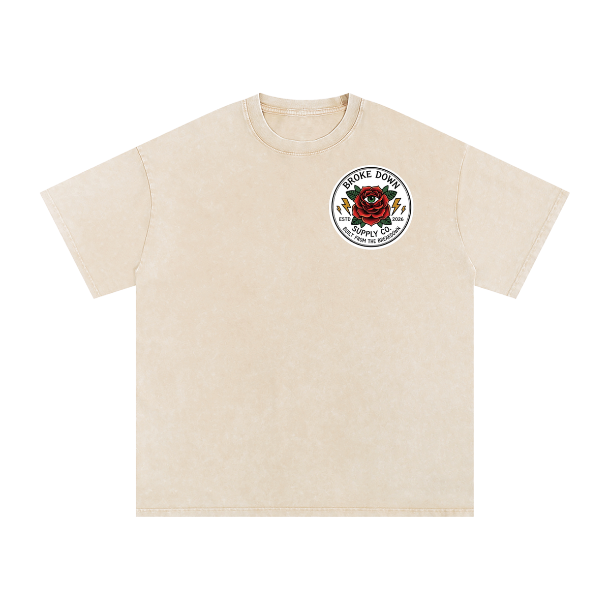Skull on Beach - Snow Washed Oversized Cotton T-Shirt