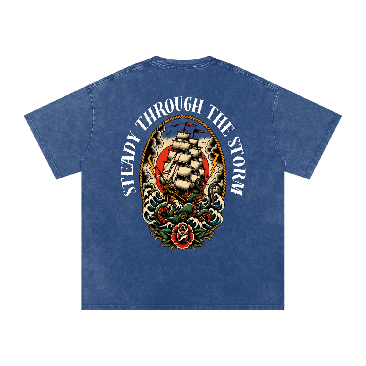 Steady through the storm - Snow Washed Oversized Cotton T-Shirt