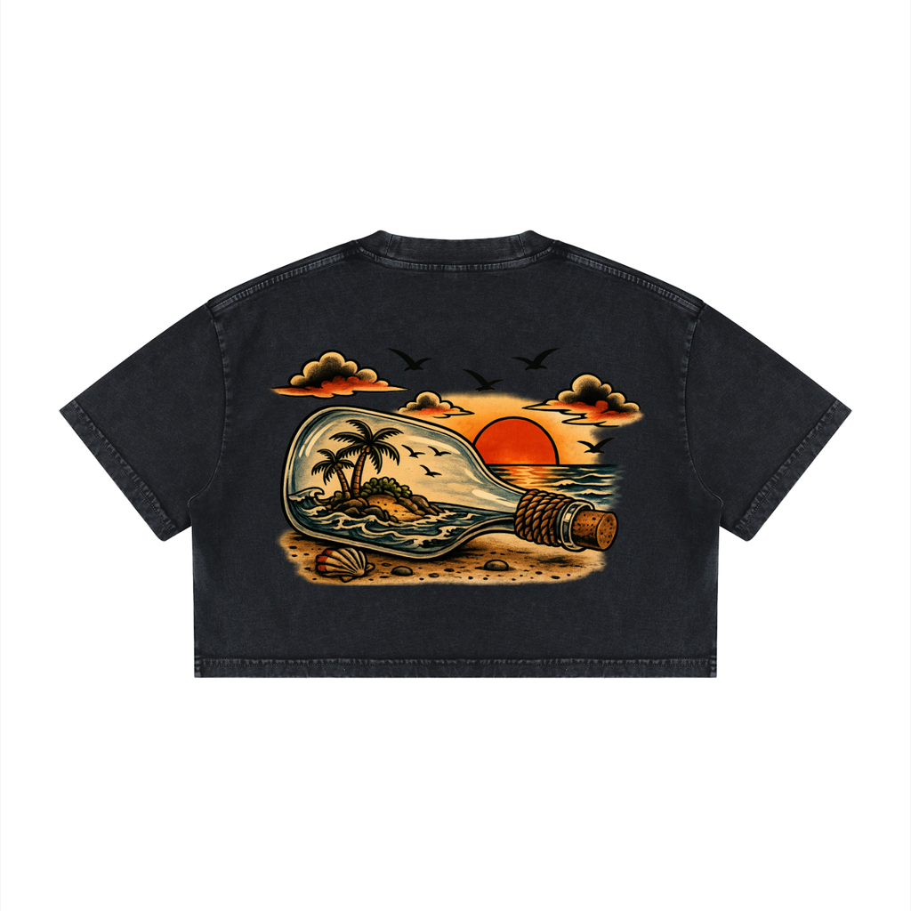 Island bottle - Mineral Wash Cotton Crop T-Shirt
