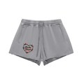 Heart- Snow Washed Raw Edge Drawstring Shorts
