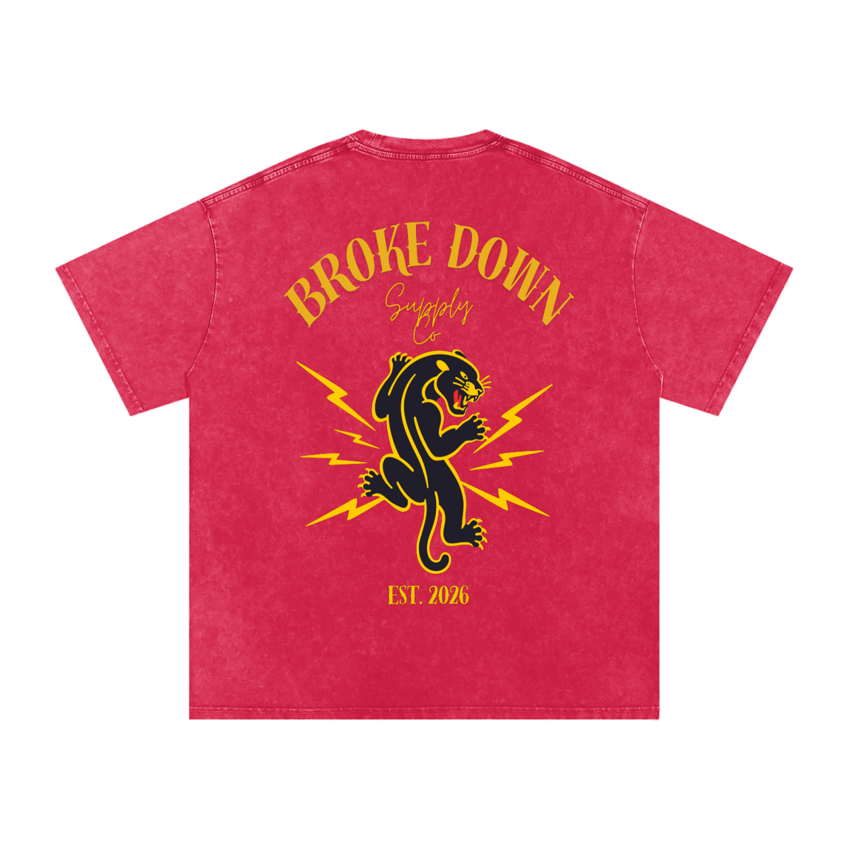 Broke Down Panther - Snow Washed Oversized Cotton T-Shirt