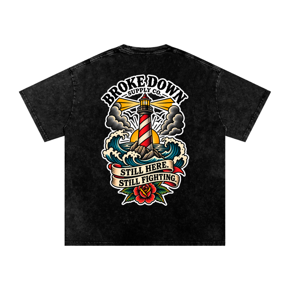 Recovery lighthouse - Snow Washed Oversized Cotton T-Shirt
