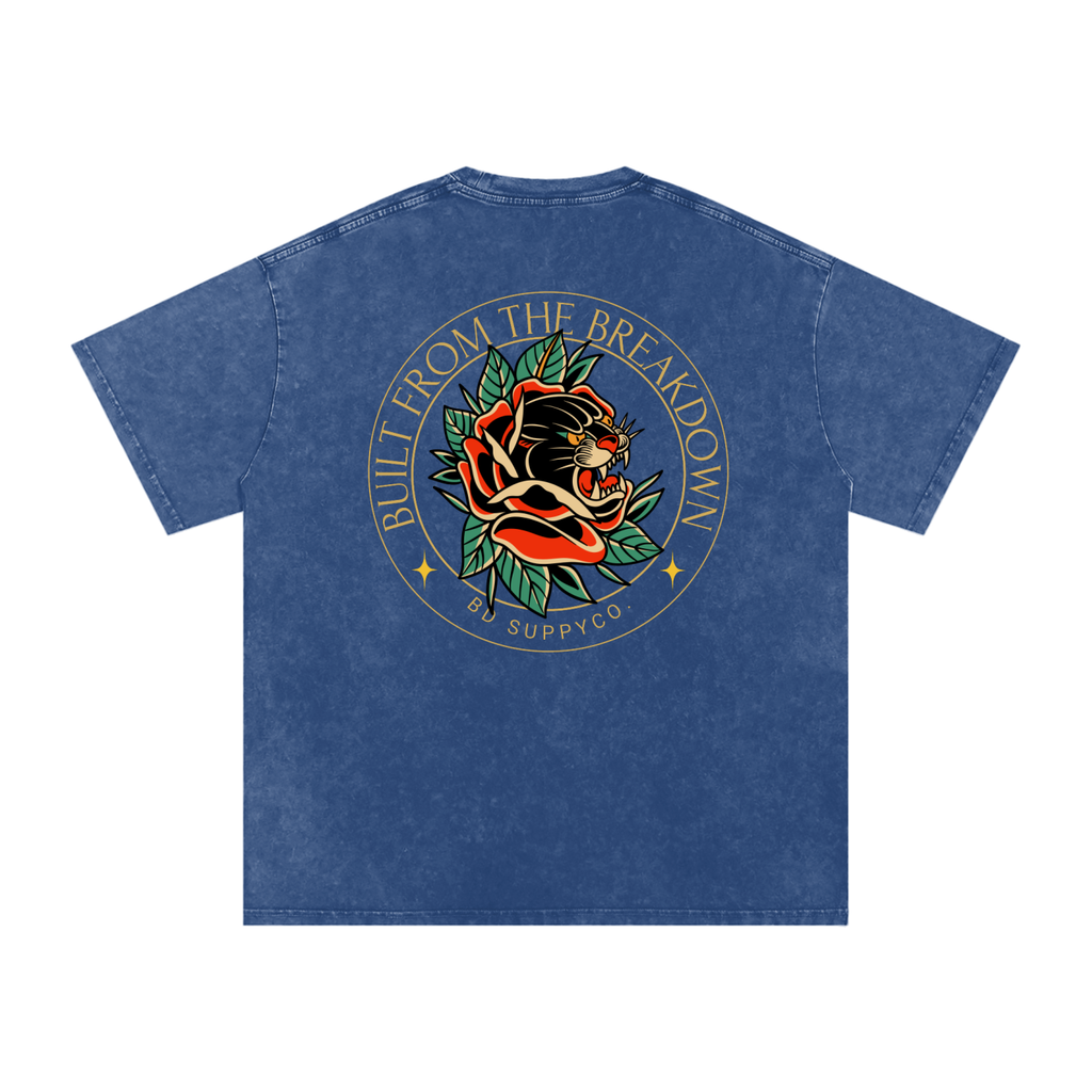 Panther Rose - Snow Washed Oversized Cotton T-Shirt