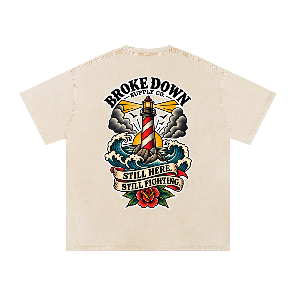 Recovery lighthouse - Snow Washed Oversized Cotton T-Shirt