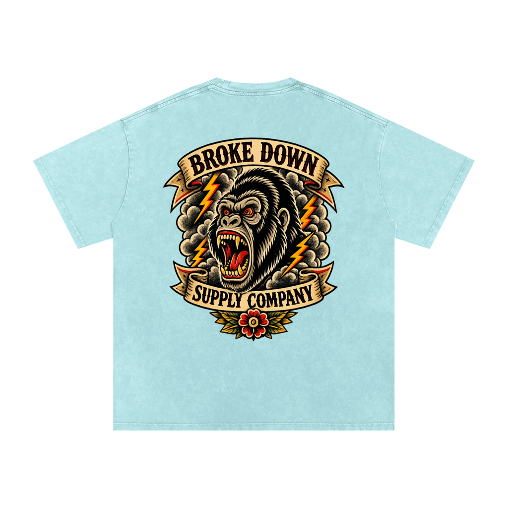 Gorilla - Snow Washed Oversized Cotton T-Shirt