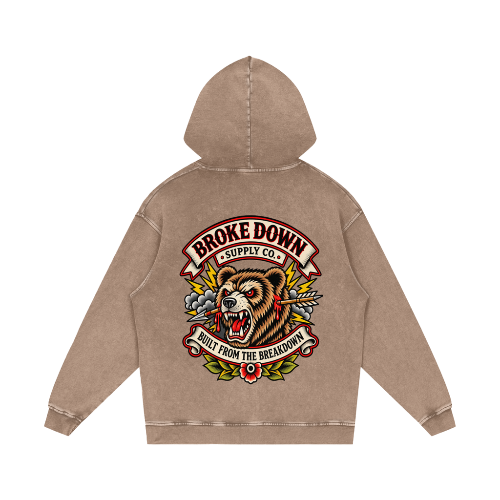 Bear - Snow Washed Loose Cotton Hoodie