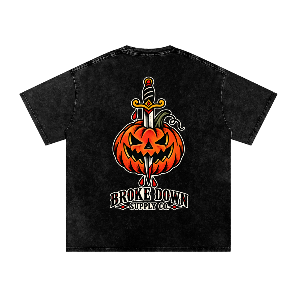 Pumpkin - Snow Washed Oversized Cotton T-Shirt