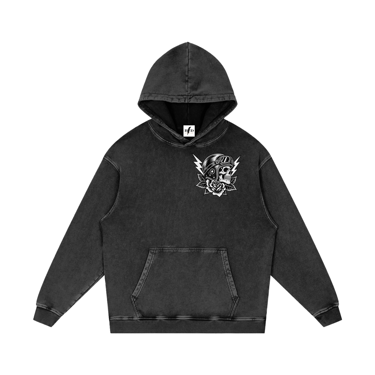 Skull - Snow Washed Loose Cotton Hoodie