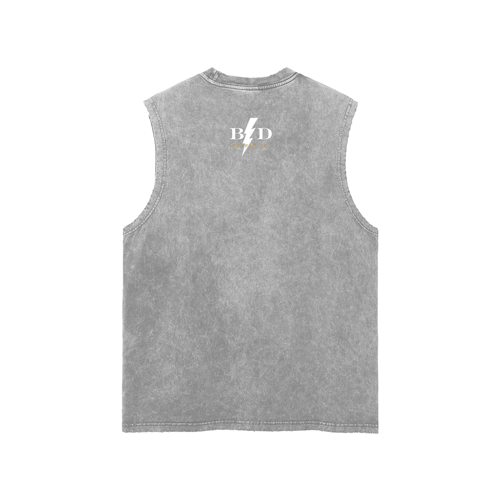 Eagle Skull - Snow Washed Frayed Hem Tank Top