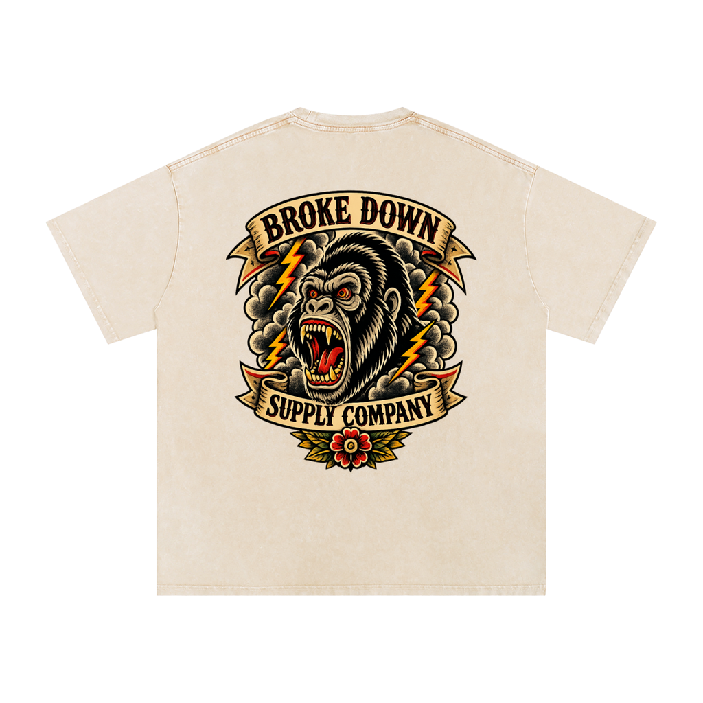 Gorilla - Snow Washed Oversized Cotton T-Shirt