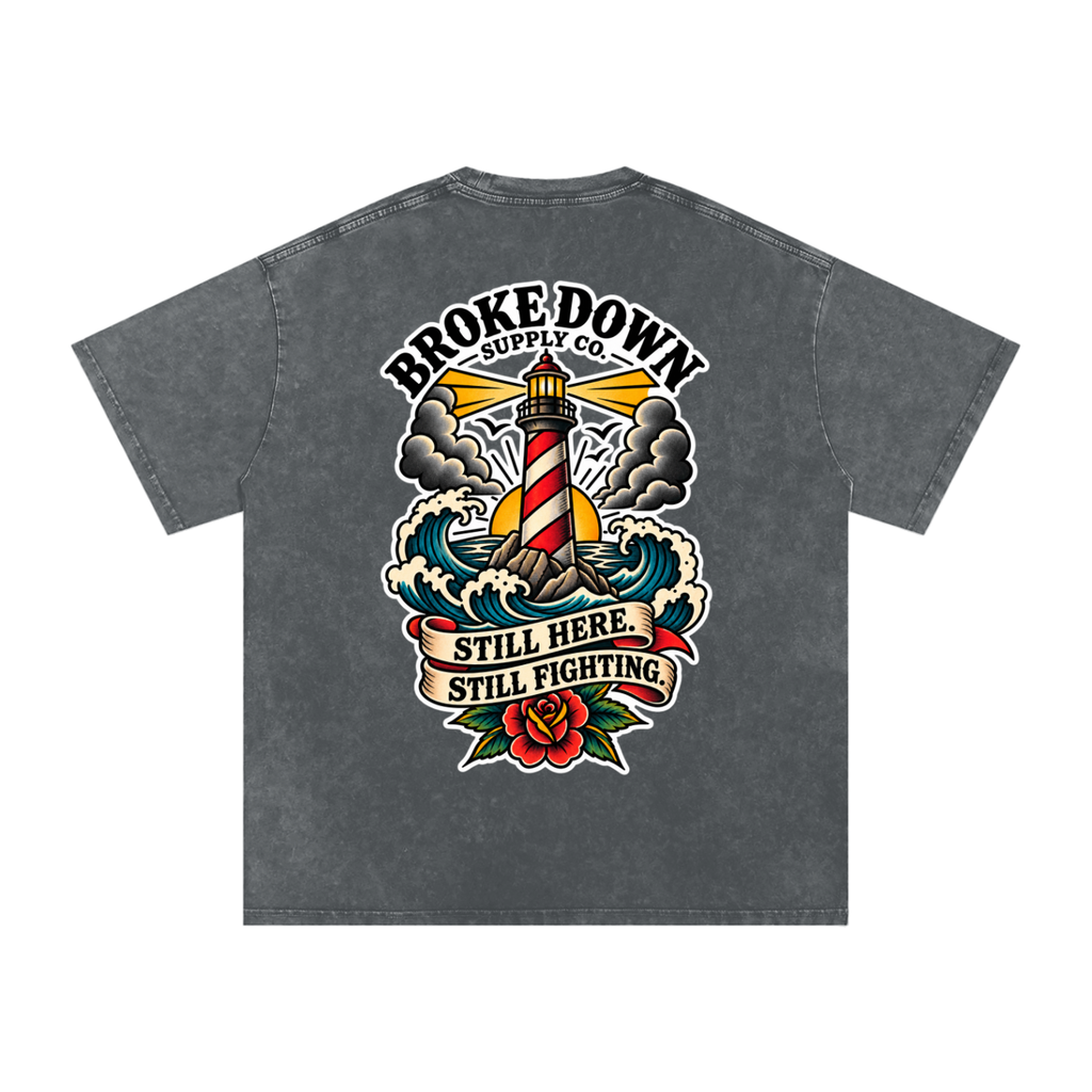 Recovery lighthouse - Snow Washed Oversized Cotton T-Shirt