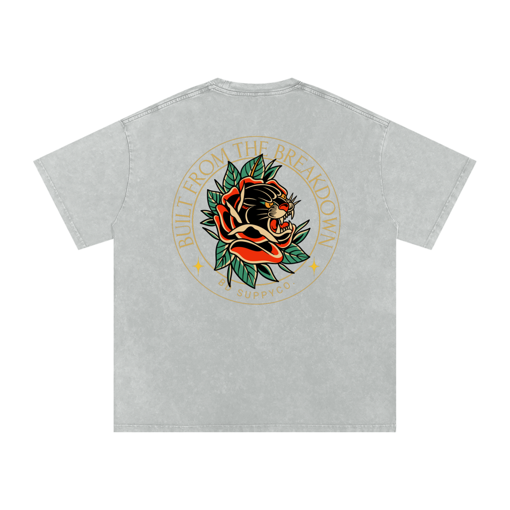 Panther Rose - Snow Washed Oversized Cotton T-Shirt