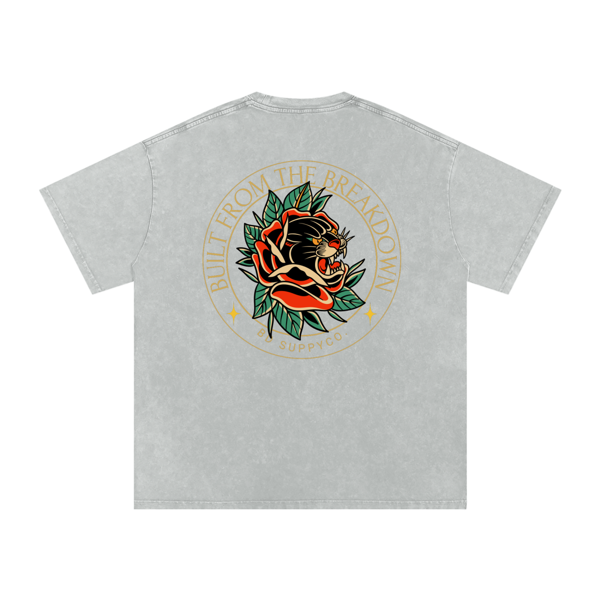Panther Rose - Snow Washed Oversized Cotton T-Shirt