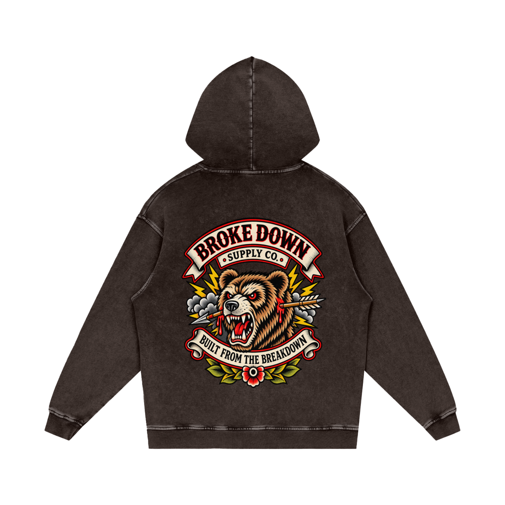 Bear - Snow Washed Loose Cotton Hoodie