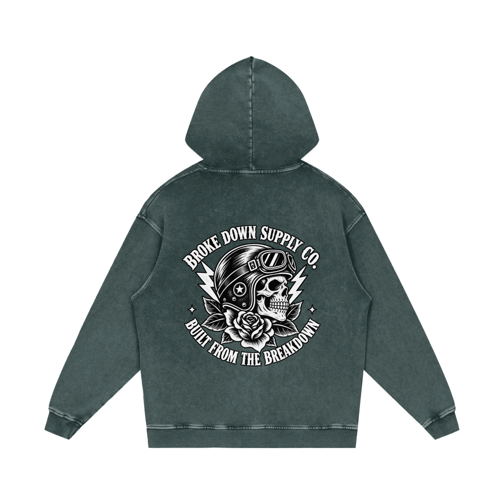 Skull - Snow Washed Loose Cotton Hoodie
