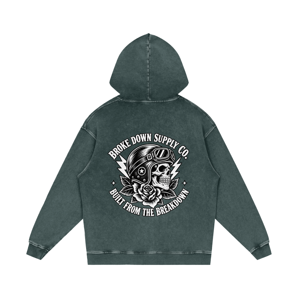 Skull - Snow Washed Loose Cotton Hoodie