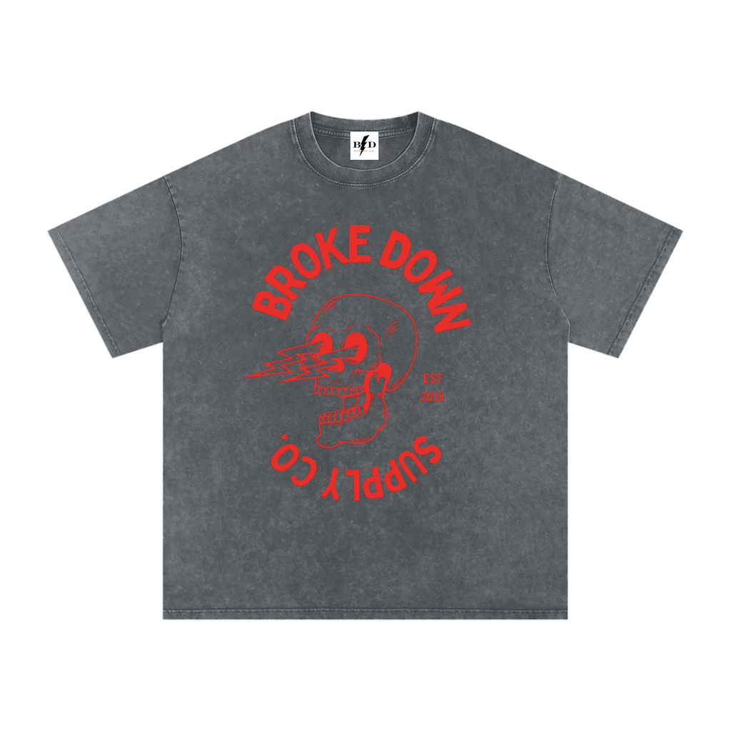 Skull - Snow Washed Oversized Cotton T-Shirt