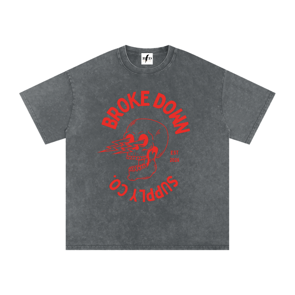 Skull - Snow Washed Oversized Cotton T-Shirt