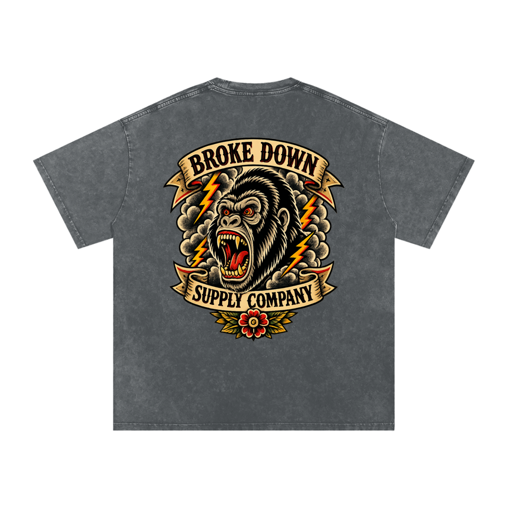 Gorilla - Snow Washed Oversized Cotton T-Shirt