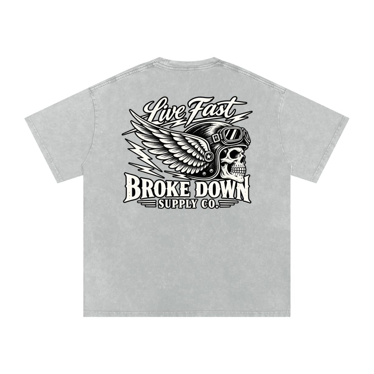 Live Fast - Snow Washed Oversized Cotton T-Shirt