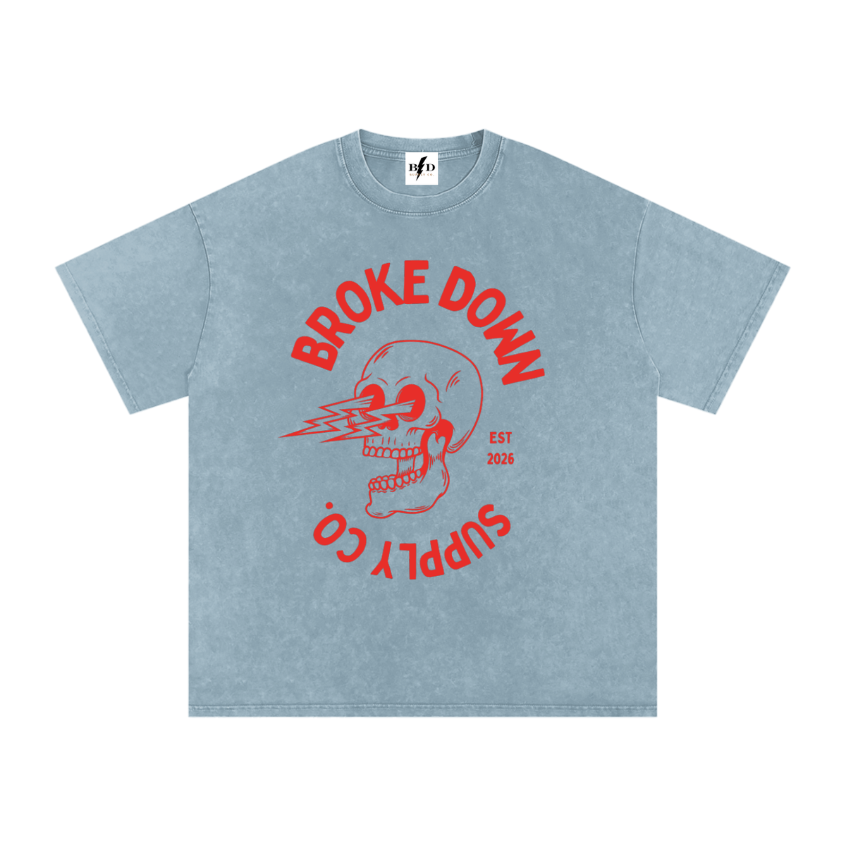 Skull - Snow Washed Oversized Cotton T-Shirt