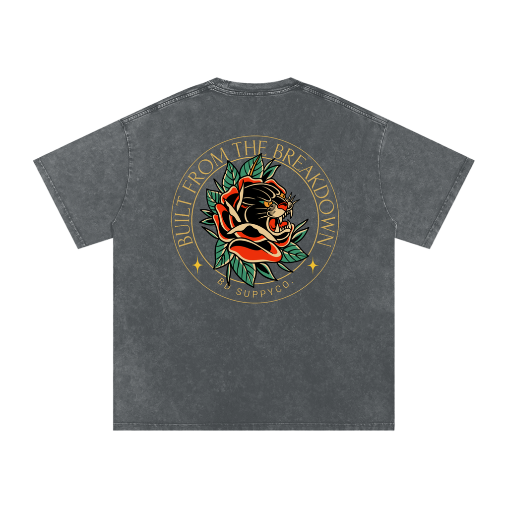 Panther Rose - Snow Washed Oversized Cotton T-Shirt