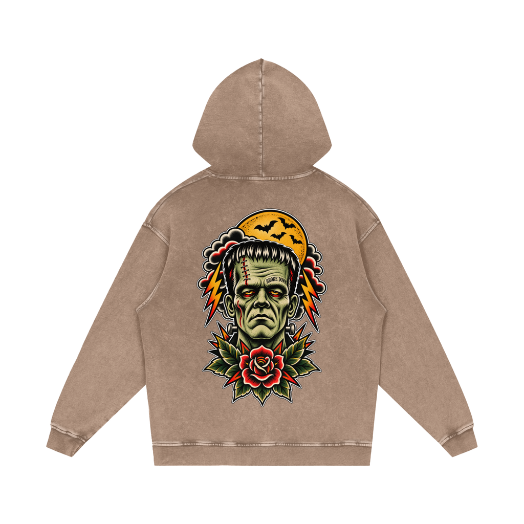 Frankenstein -  Snow Washed Loose Cotton Hoodie