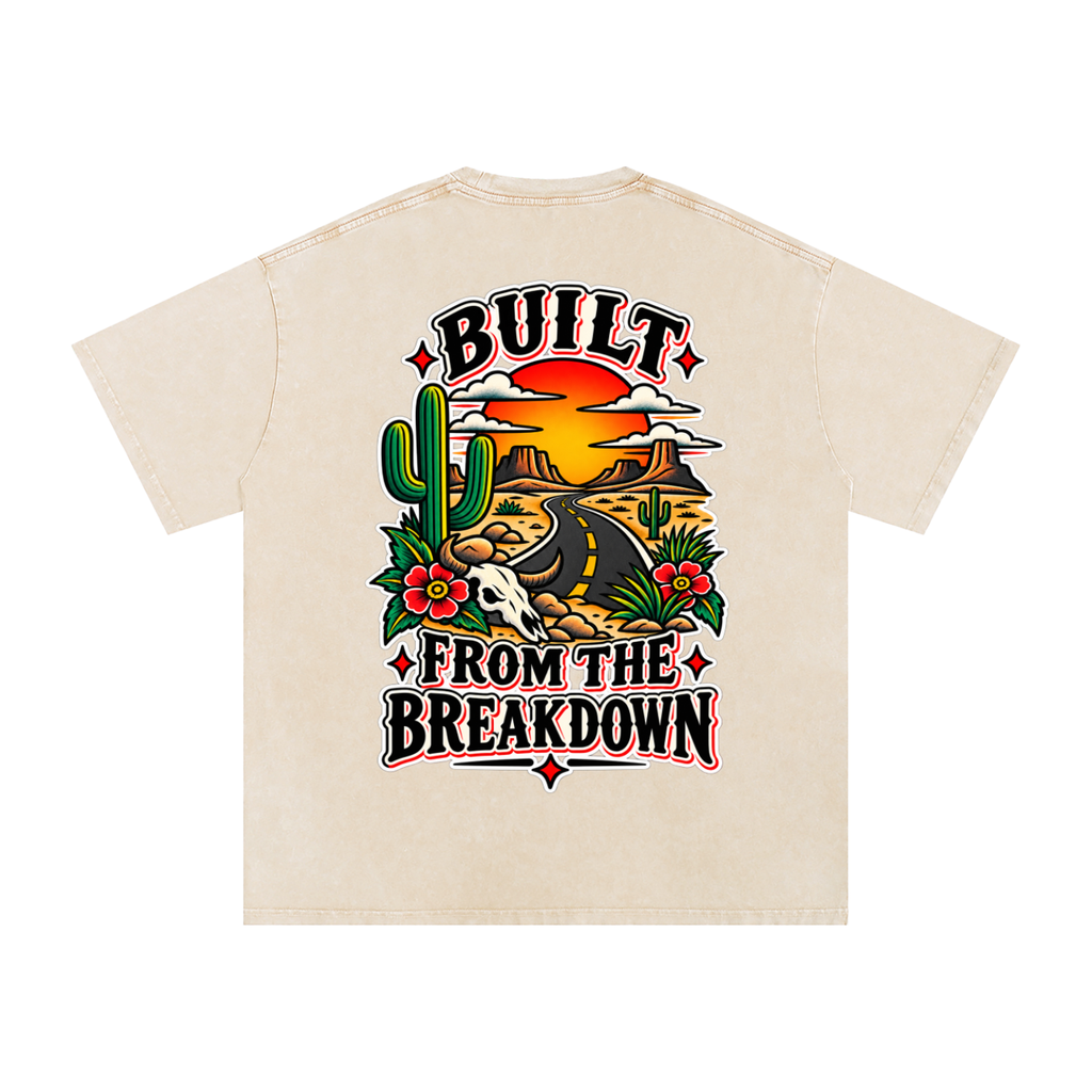 Built from the break down - Snow Washed Oversized Cotton T-Shirt