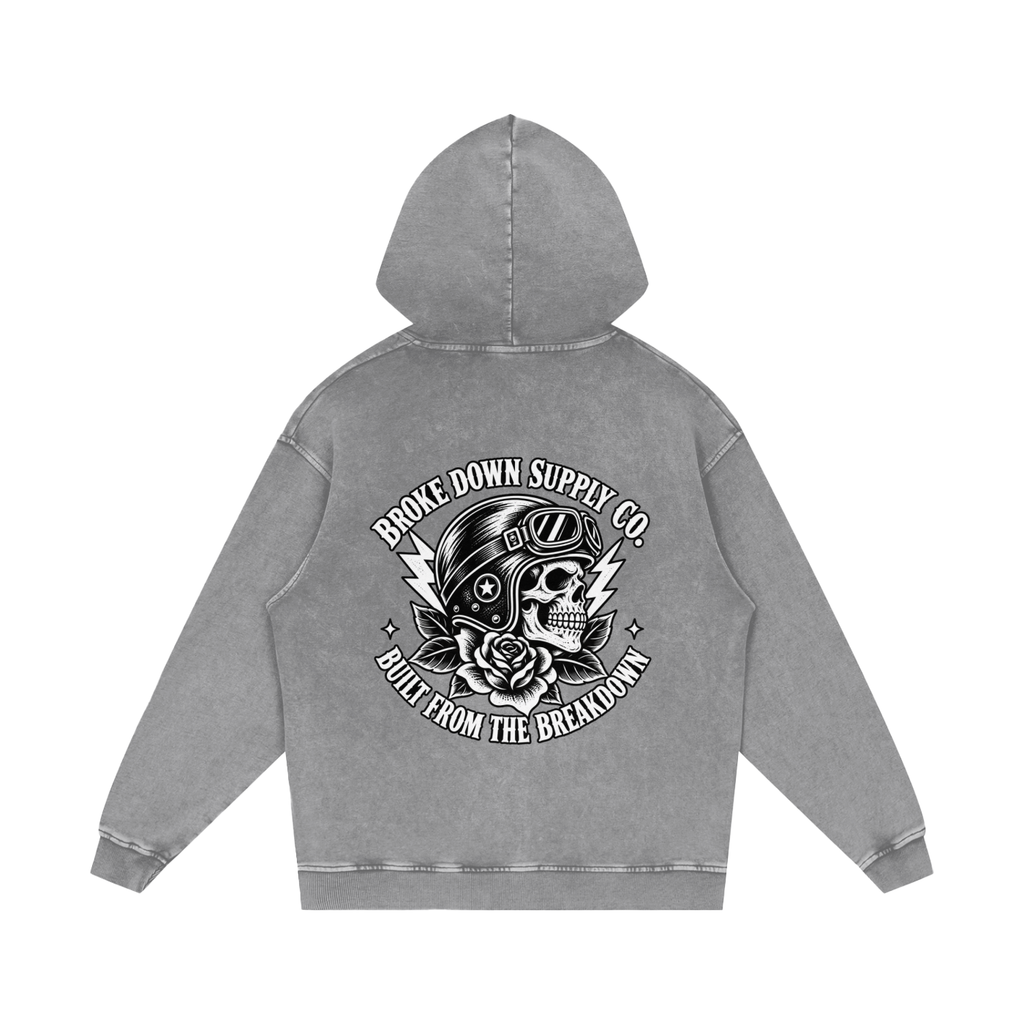Skull - Snow Washed Loose Cotton Hoodie