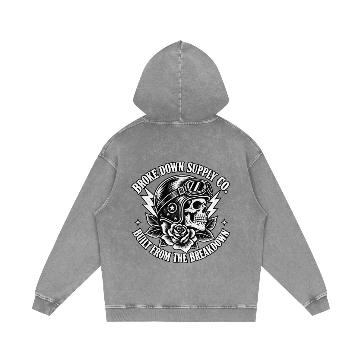 Skull - Snow Washed Loose Cotton Hoodie