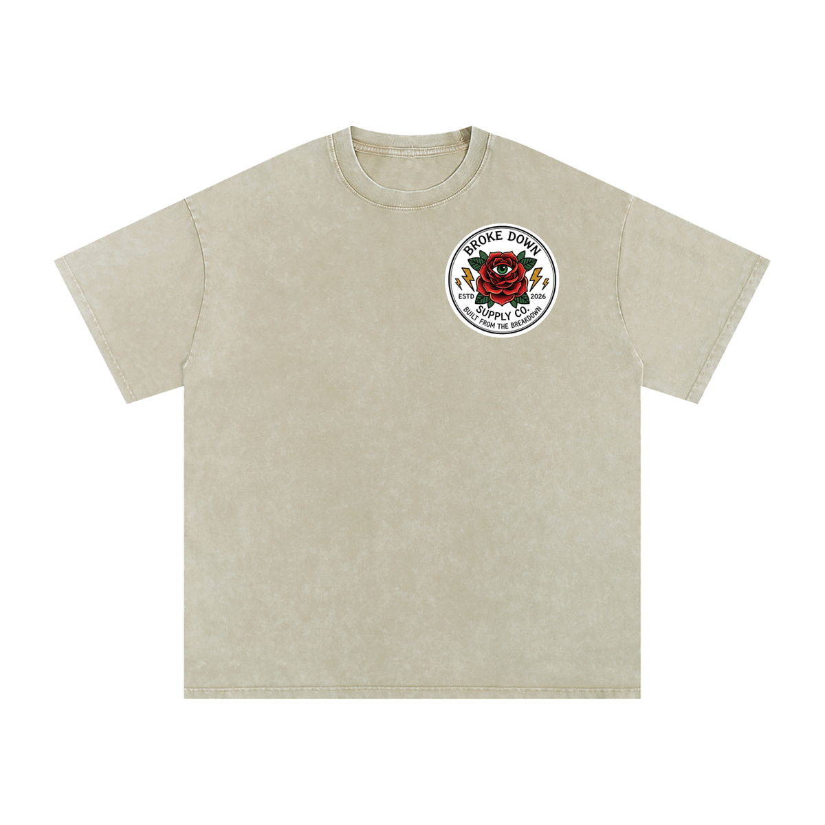 Skull on Beach - Snow Washed Oversized Cotton T-Shirt