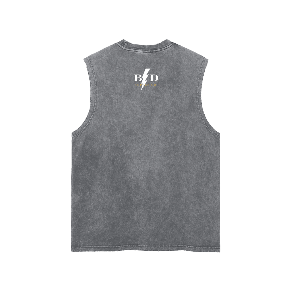 Eagle Skull - Snow Washed Frayed Hem Tank Top