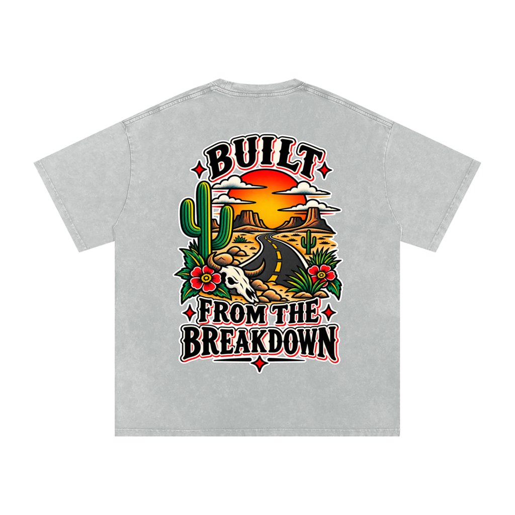 Built from the break down - Snow Washed Oversized Cotton T-Shirt