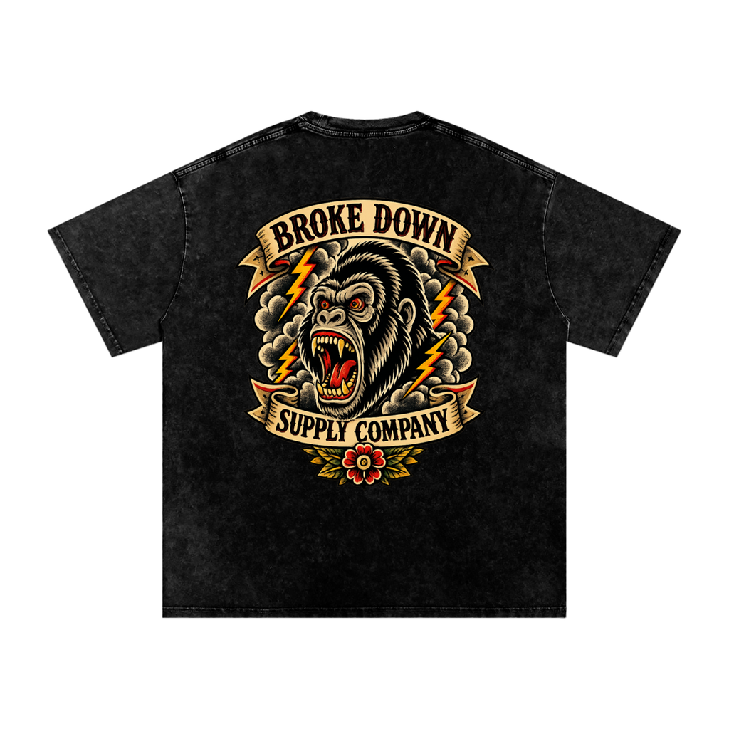 Gorilla - Snow Washed Oversized Cotton T-Shirt