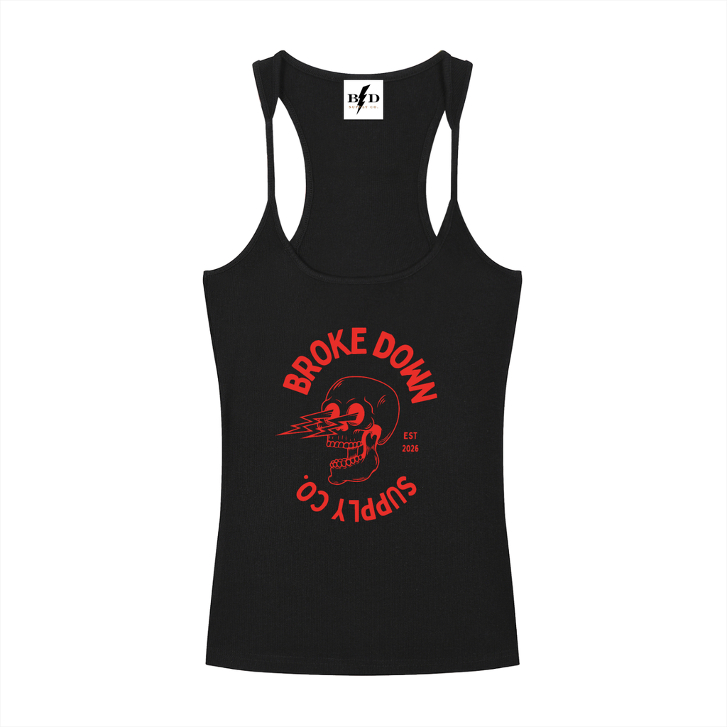 Broke Down- Slim Fit Ribbed Racerback Tank Top