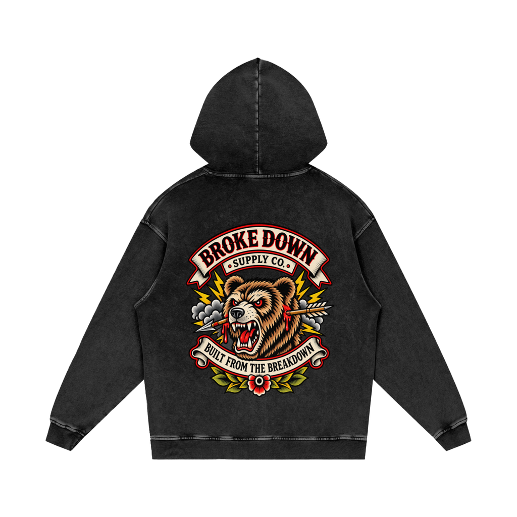 Bear - Snow Washed Loose Cotton Hoodie