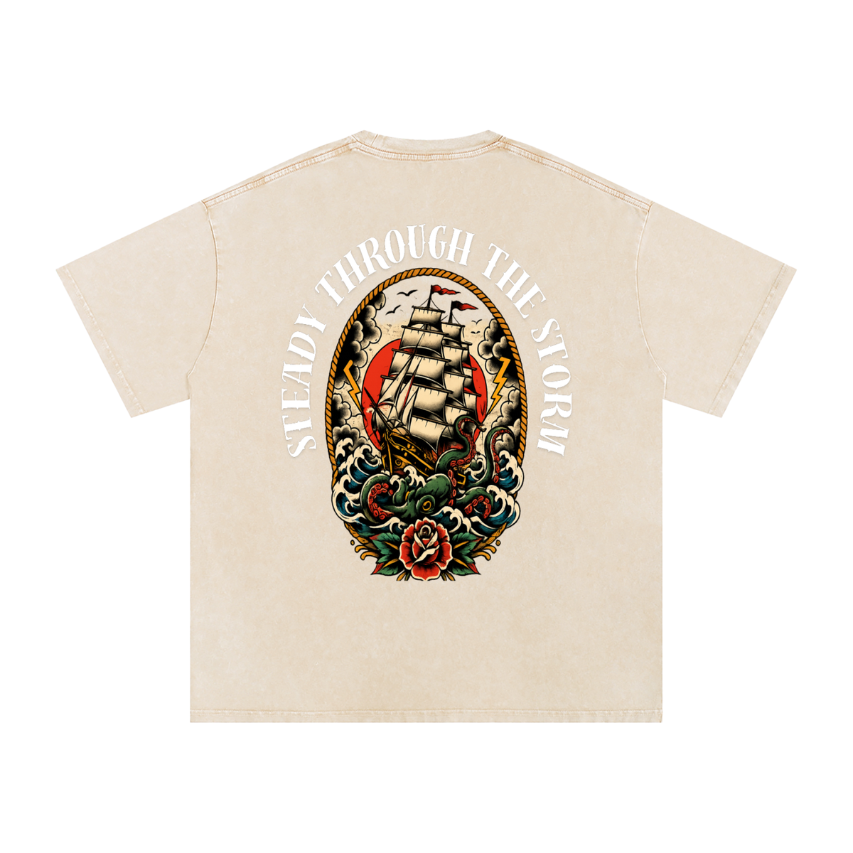 Steady through the storm - Snow Washed Oversized Cotton T-Shirt