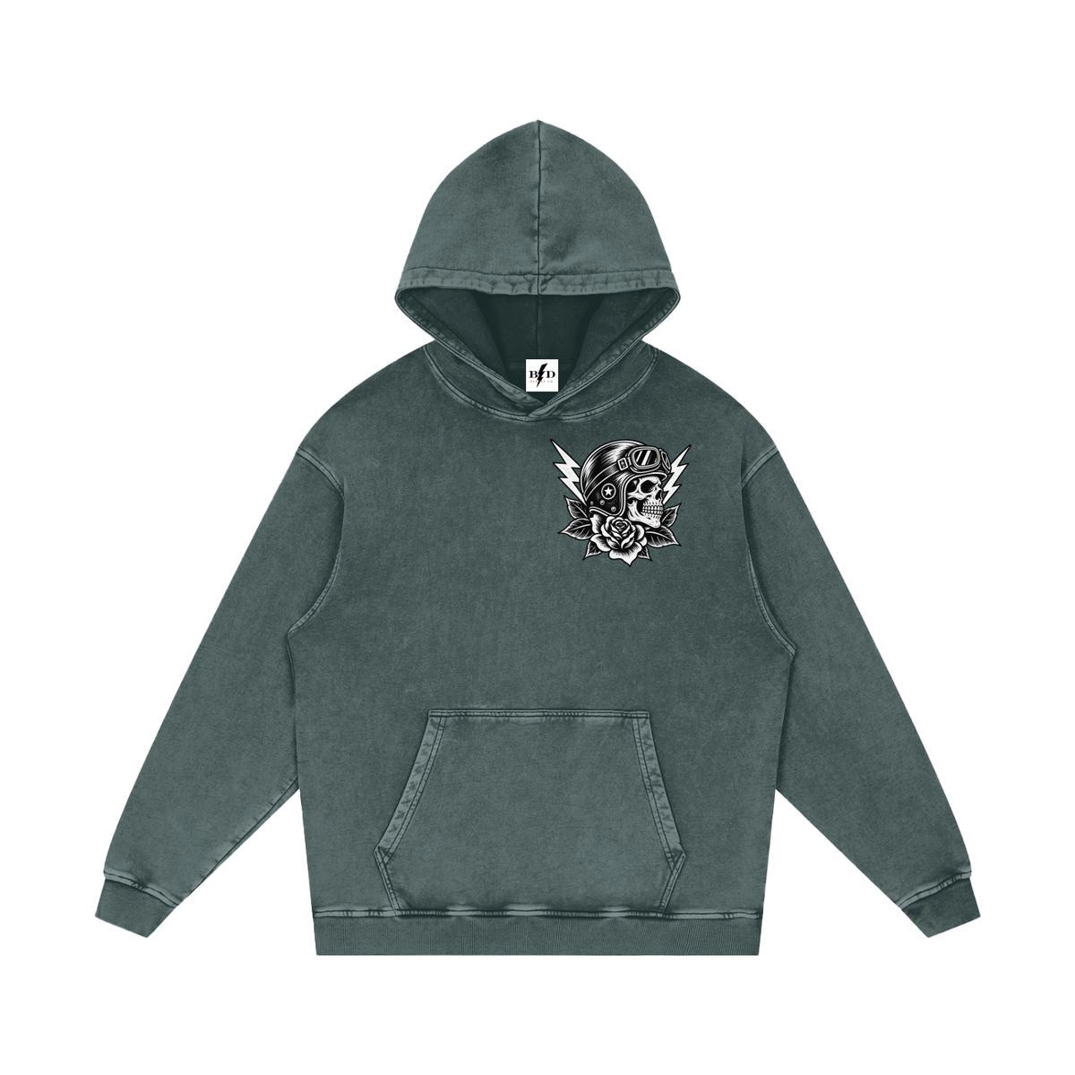 Skull - Snow Washed Loose Cotton Hoodie