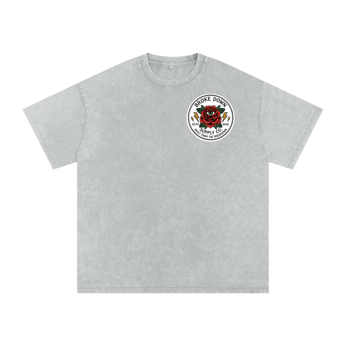 Skull on Beach - Snow Washed Oversized Cotton T-Shirt